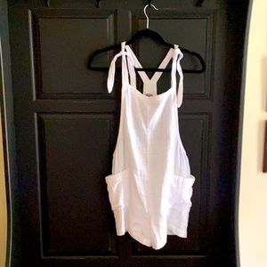 Aerie white linen romper